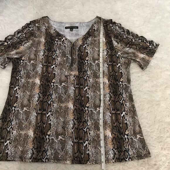 Always Indigo animal print zip blouse size XL - Picture 3 of 6